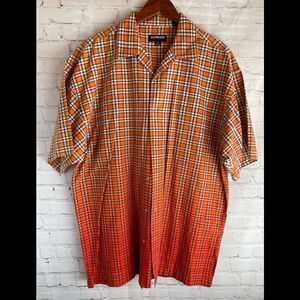 Koman
Two tone Orange Short sleeve shirt Clear buttons XL